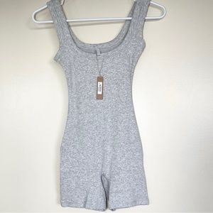 SKIMS GRAY/GREY COTTON RIB ROMPER ONESIE JUMPSUIT